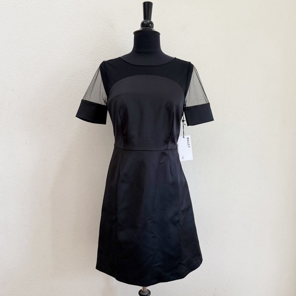 Bailey 44 Golden Feverfew Black Satin Dress Small - Picture 2 of 5